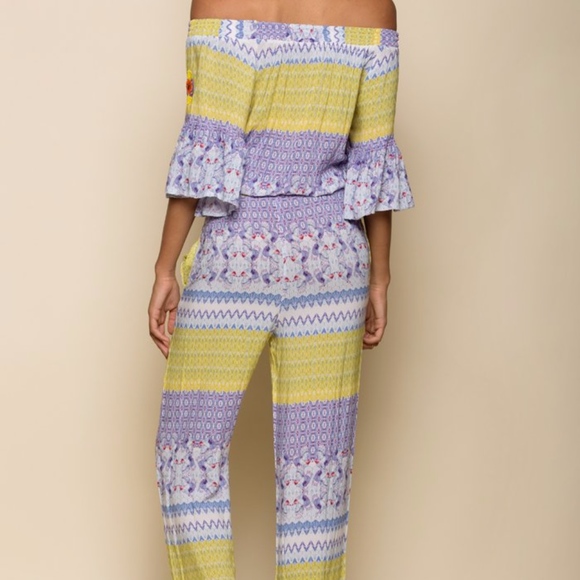 Anthropologie Tropical Off-The-Shoulder Jumpsuit - Picture 3 of 6